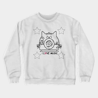 Cute kitty "i love music" Crewneck Sweatshirt